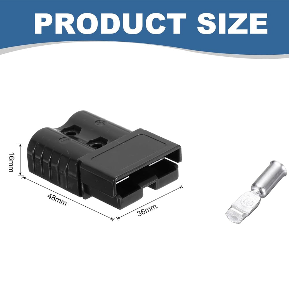 2 x 50A Black Anderson Socket Plug 2 Pin 50Amp Connector RV Truck Winch Marine