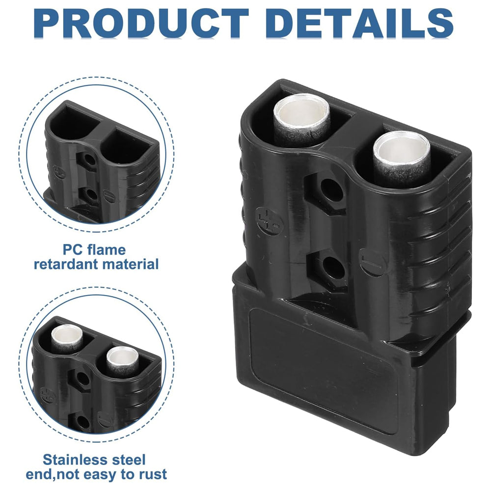 2 x 120A Black Anderson Socket Plug 2 Pin 120Amp Connector RV Truck Winch Marine