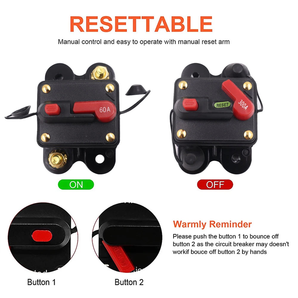 12V 24V 100A Circuit Breaker Manual Reset WaterProof Ideal for 4wd Caravan Boat
