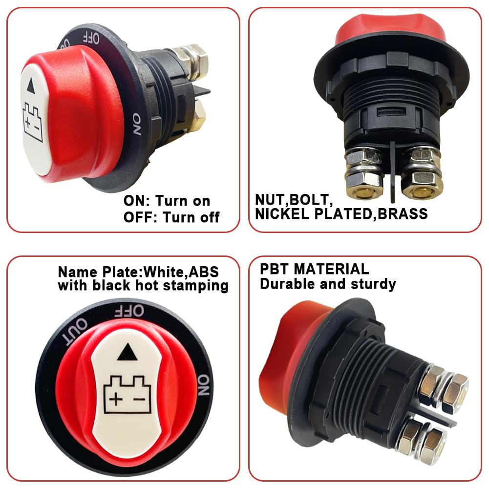 12V 100Amp Isolator Switch Battery Disconnect Switch for Motorbike Car Boat RV