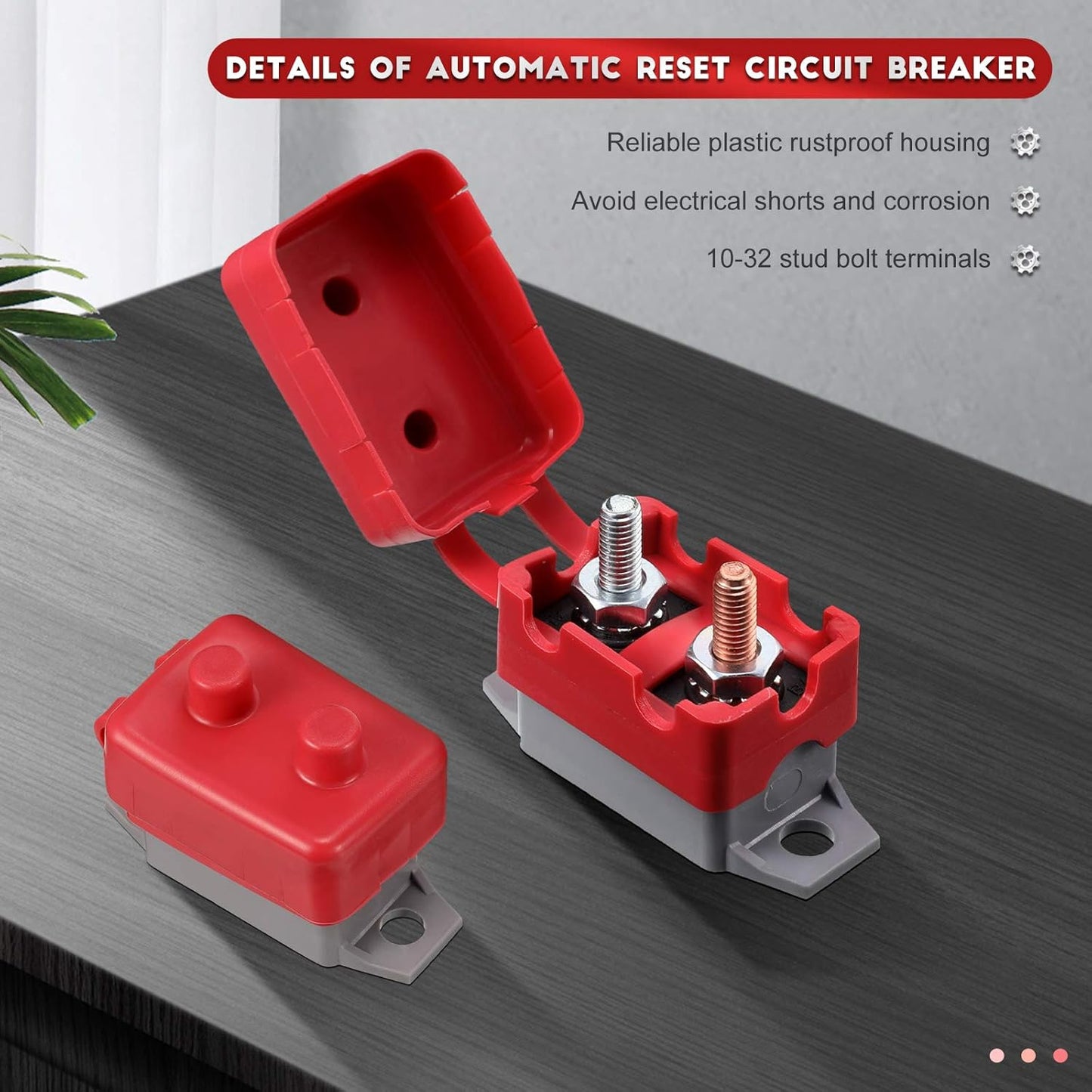 4 x Mini Waterproof Auto Reset 50Amp Circuit Breaker With Dust Boot Covers 4pcs