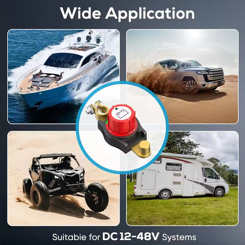 250A Top Post Battery Disconnect Switch 12-48V RV Car Boat Marine Cut Off Switch