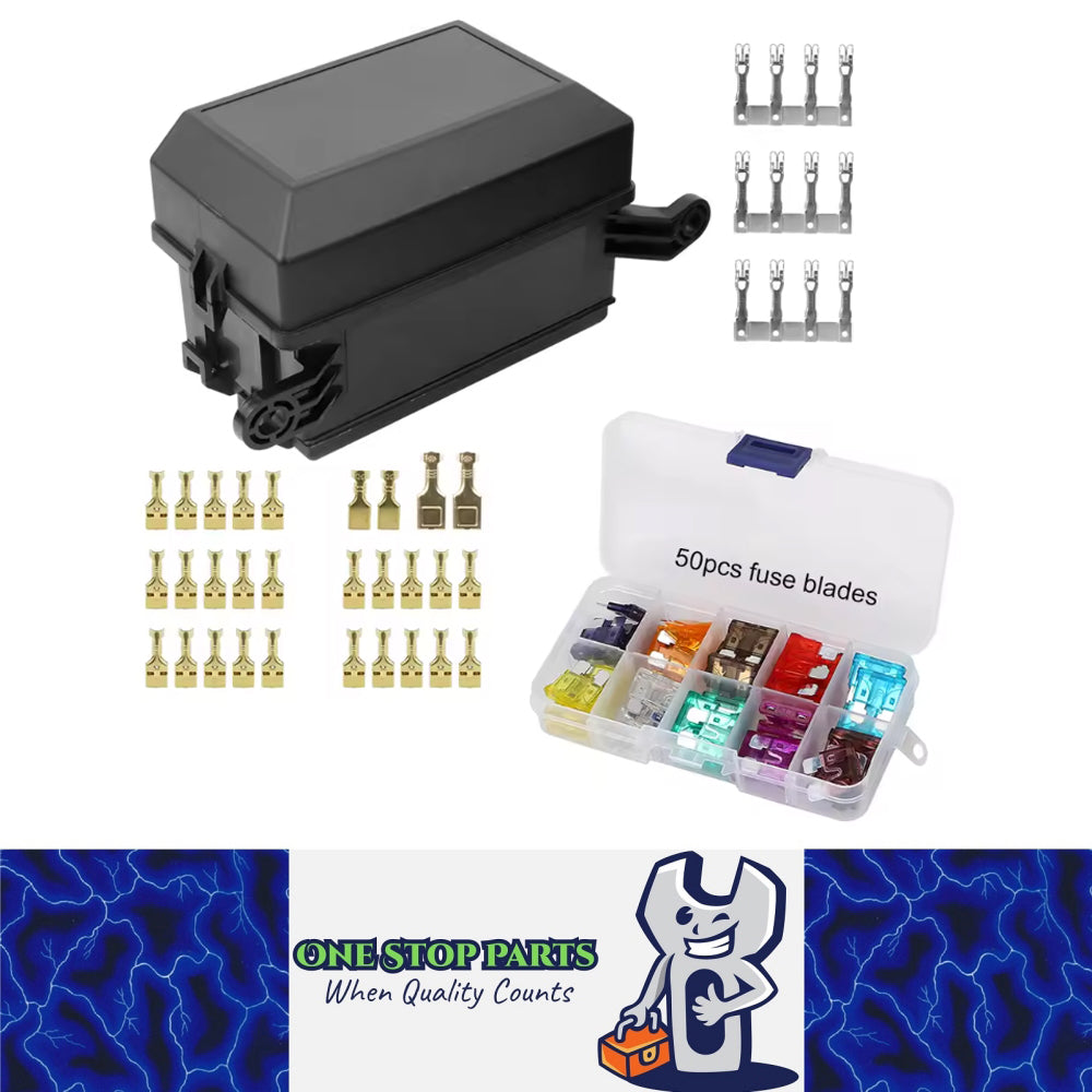 1 x 6 Way ATC/ATO Blade Fuse Holder and 6 Way Relay Box Block with Fuse Kit
