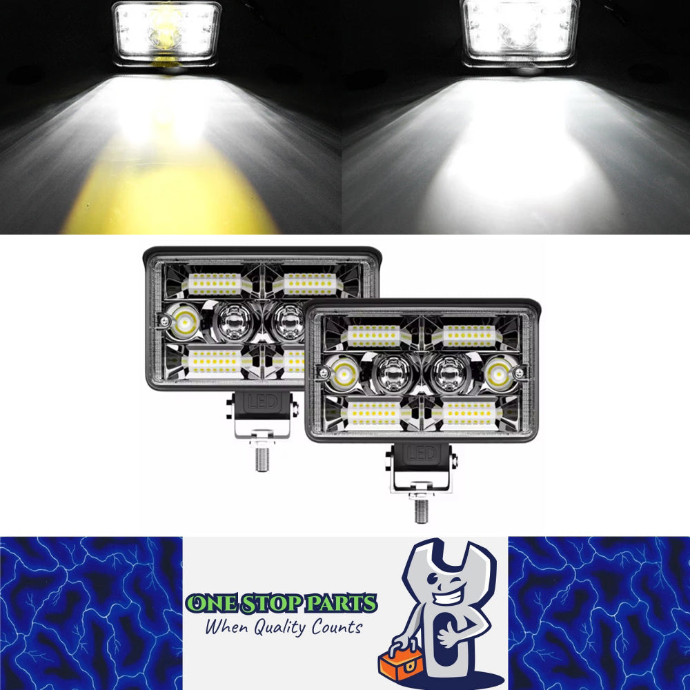 2 x LED Work Lights 150x90mm 130W 12-24V 6500K Spot Flood Beam Combo Light Bars