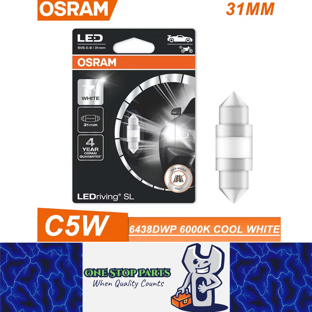 1 x OSRAM C5W LED Festoon 31mm 12V 6000K White LEDriving SL Osram 31mm Festoon