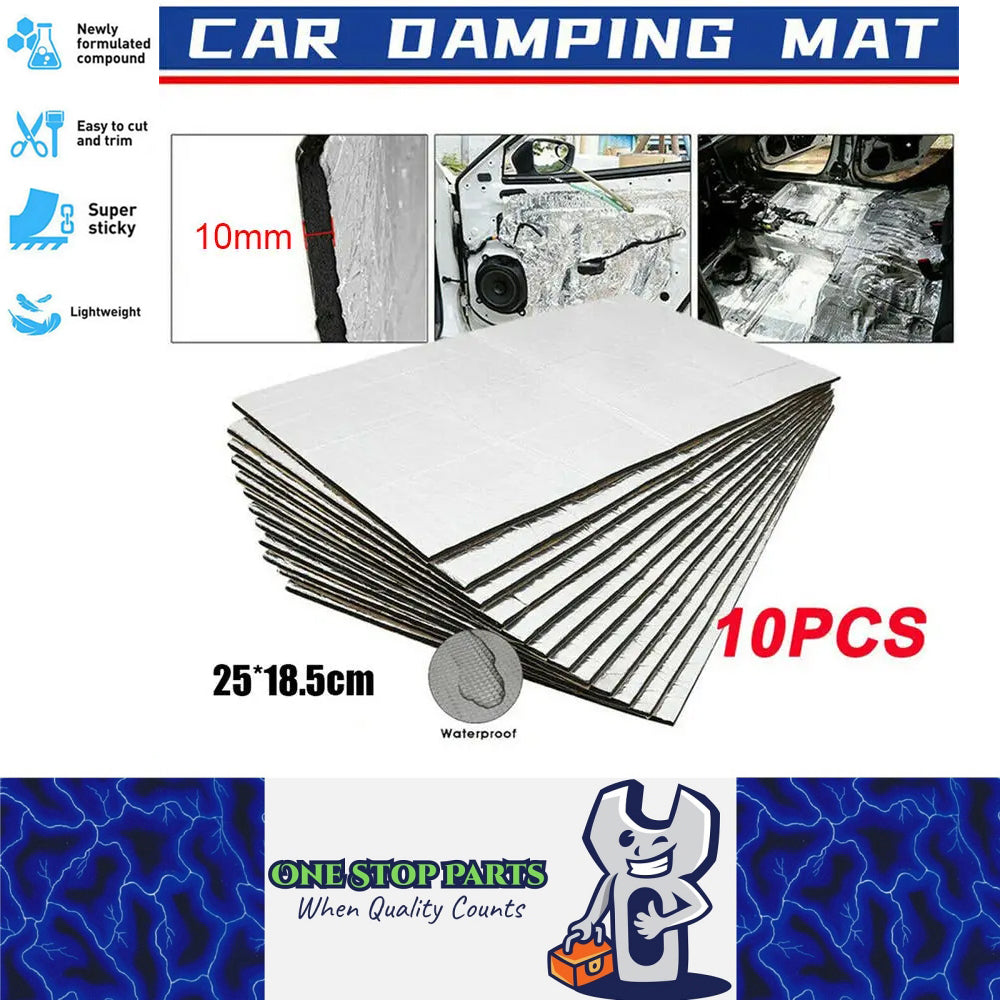 10 sheets 250mm x 180mm x 10mm Sound deadner heat insulator sticky mat