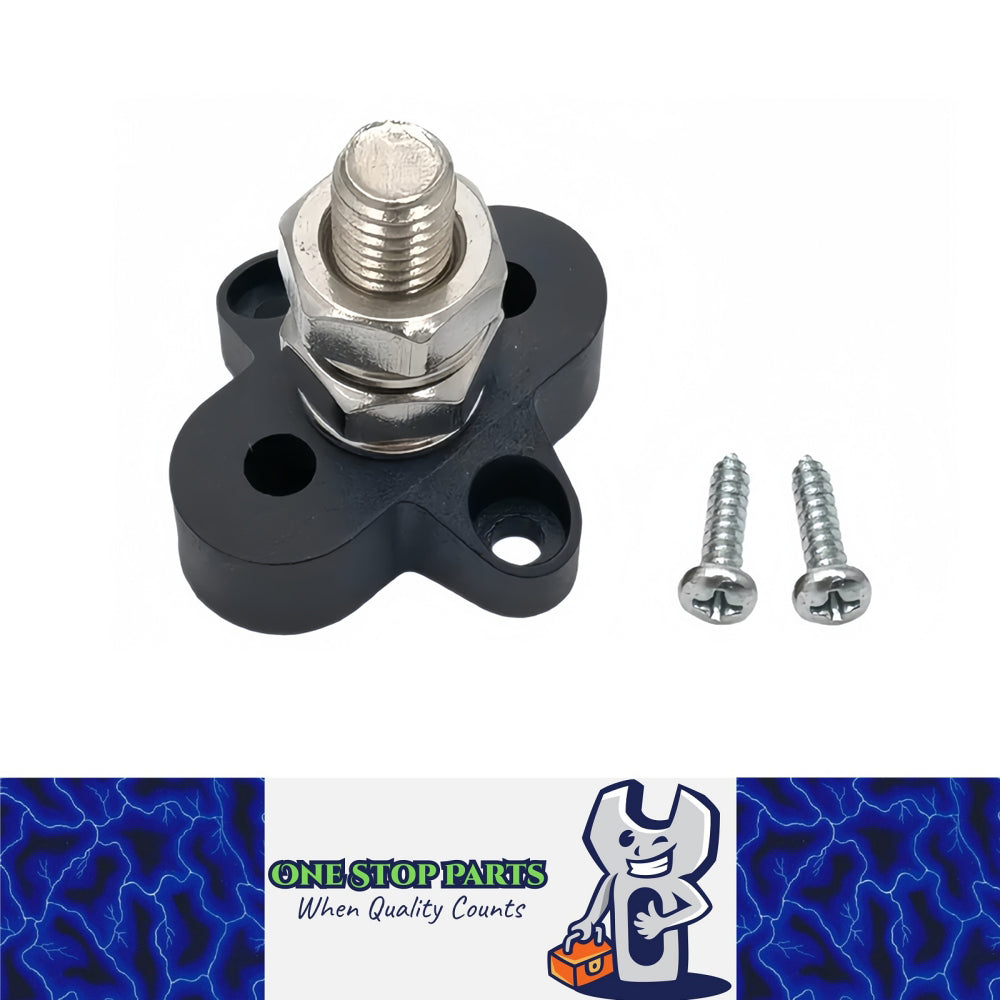 M10 Black Insulated Power Distribution Stud Terminal Block Single Stud