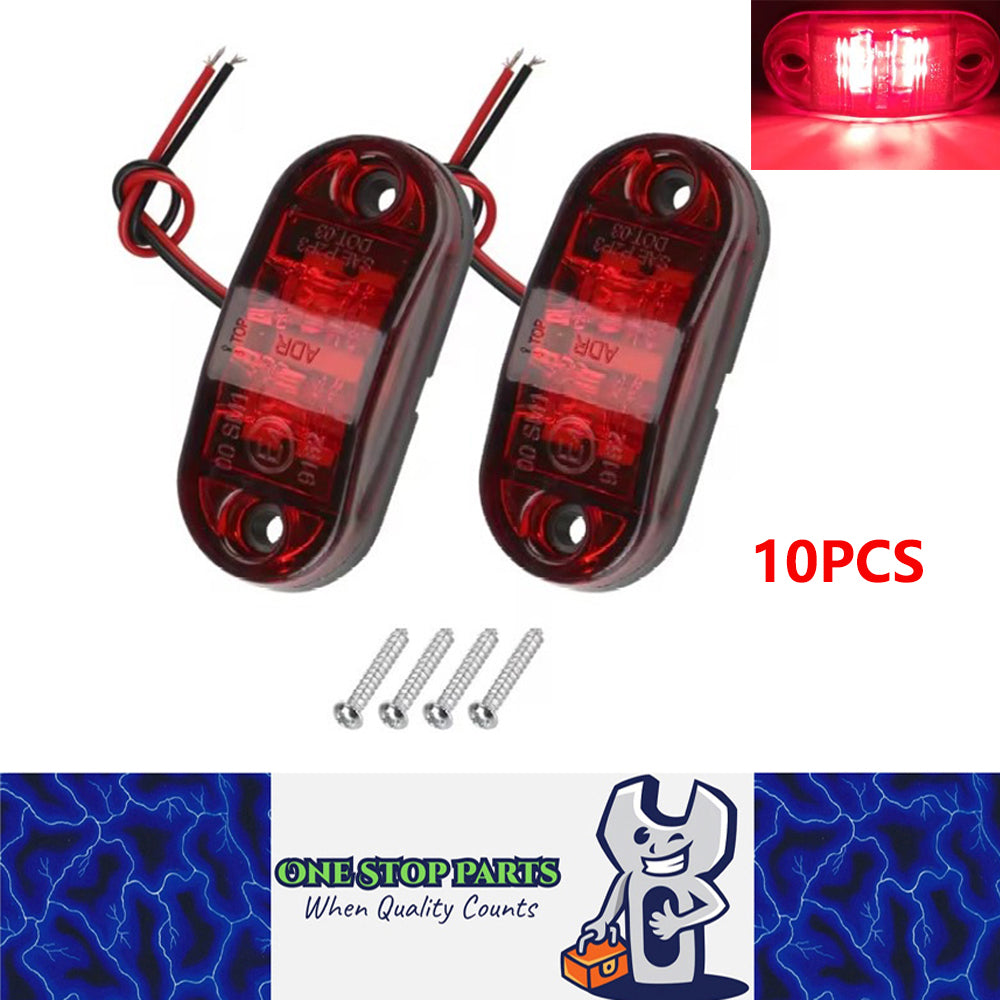 10 x Red Rear Marker Lamps ADR Compliant E Mark 12v/24v Multivolt (10pcs)