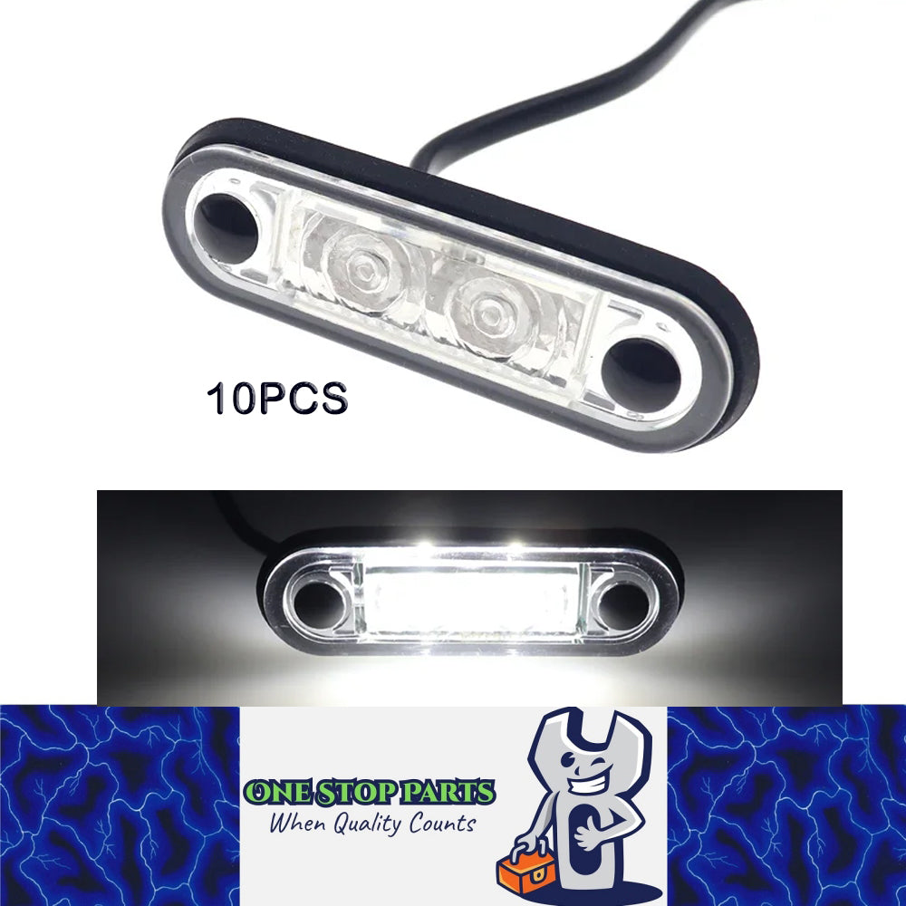 10 x White LED Front Marker Lamps 82x27mm 12-24V LED Front Marker Signal Lights