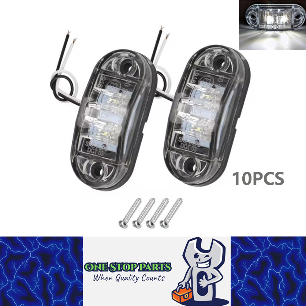 10 x White Front Marker Lamps ADR Compliant E Mark 12v/24v Multivolt (10pcs)