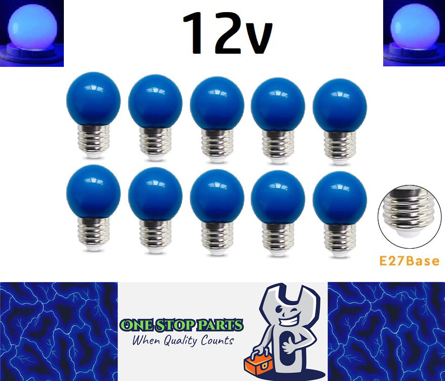 10 x Blue 12v E27 1W LED Bubble Globe Frosted Blue Lens sign party (10pcs)