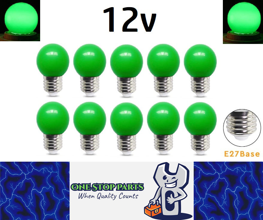 10 x Green 12v E27 1W LED Bubble Globe Frosted Green Lens sign party (10pcs)