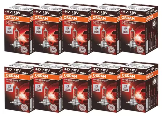 10 x Osram 12v H7 80w Super Bright Halogen Clear Globes 3200k original (10pcs)