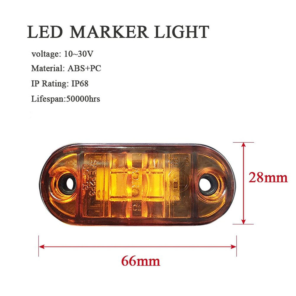 2 x Amber Side Marker Lamps ADR Compliant E Mark 12v/24v Multivolt (2pcs)