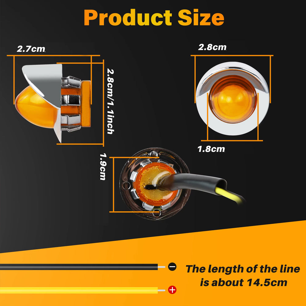10 x Blue Round LED Side Marker Lamps 1.9CM 12V-24V LED Signal Indicator Light