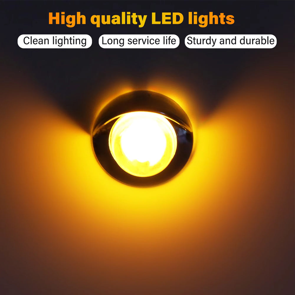 10 x Amber Round LED Side Marker Lamps 1.9CM 12V-24V LED Side Marker Lamps