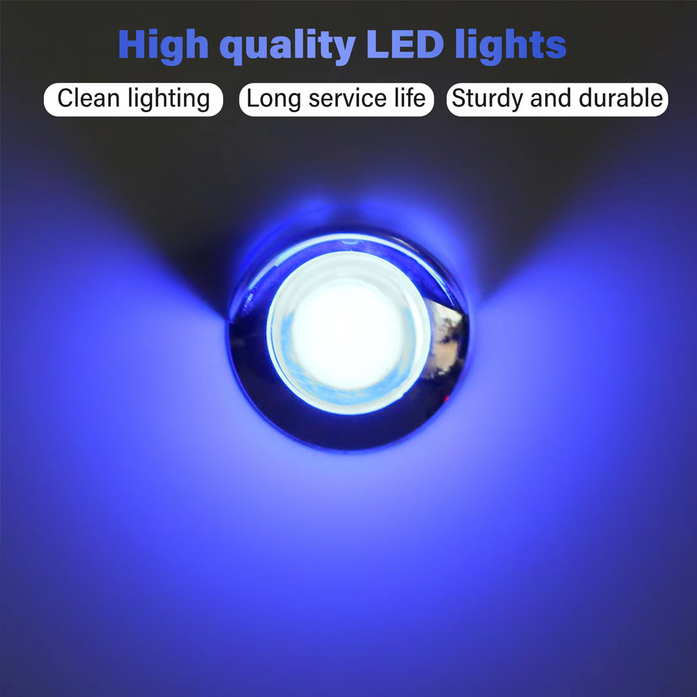 10 x Blue Round LED Side Marker Lamps 1.9CM 12V-24V LED Signal Indicator Light