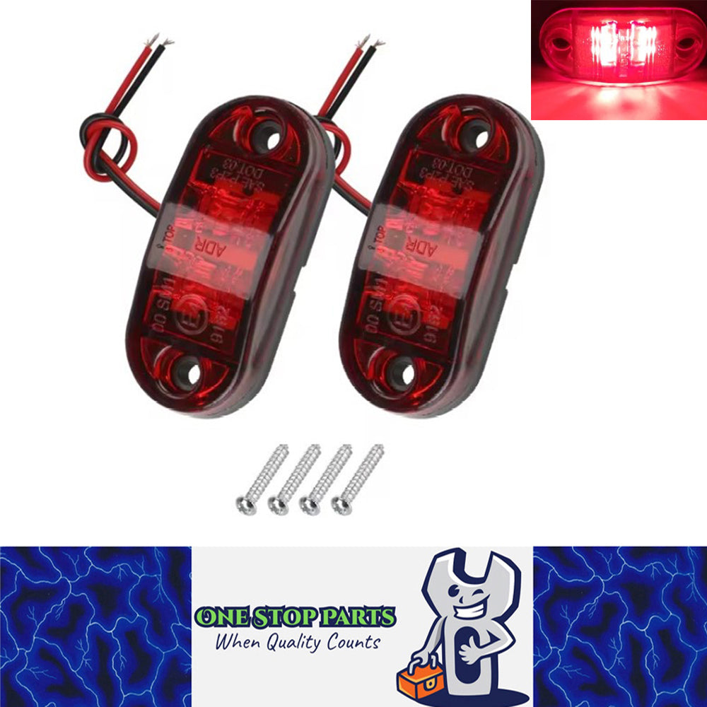 2 x Red Rear Marker Lamps ADR Compliant E Mark 12v/24v Multivolt (2pcs)