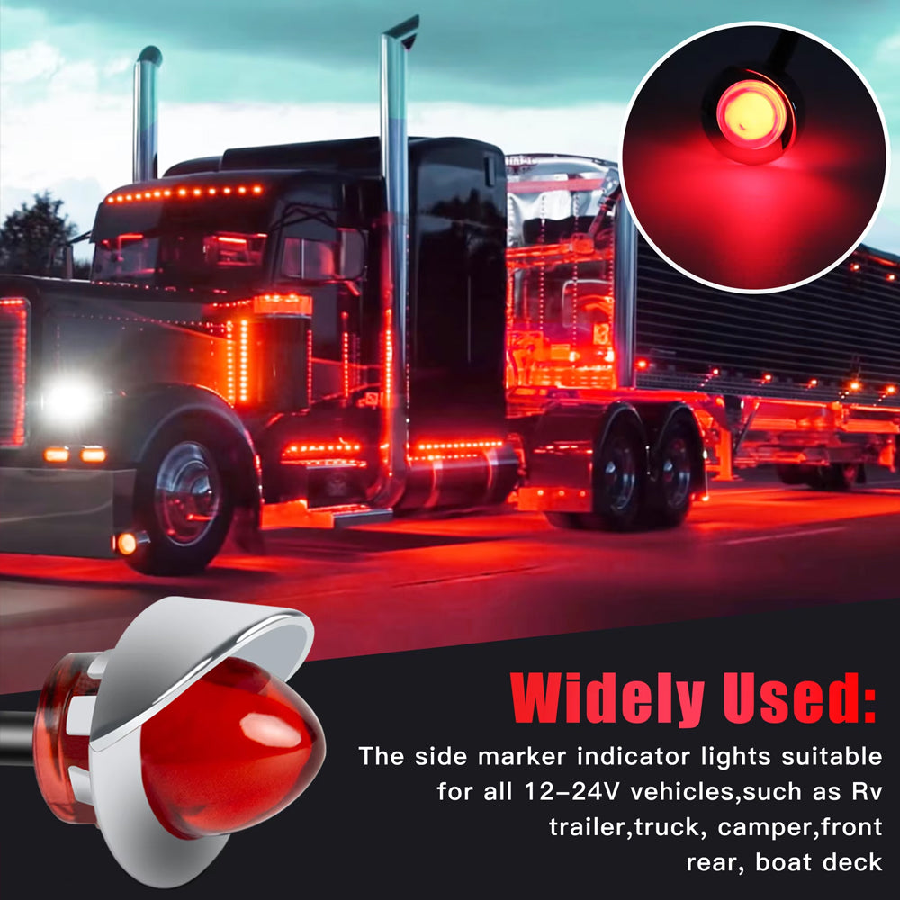 10 x Red Round LED Rear Marker Lamps 1.9CM 12V-24V LED Rear Marker Lights