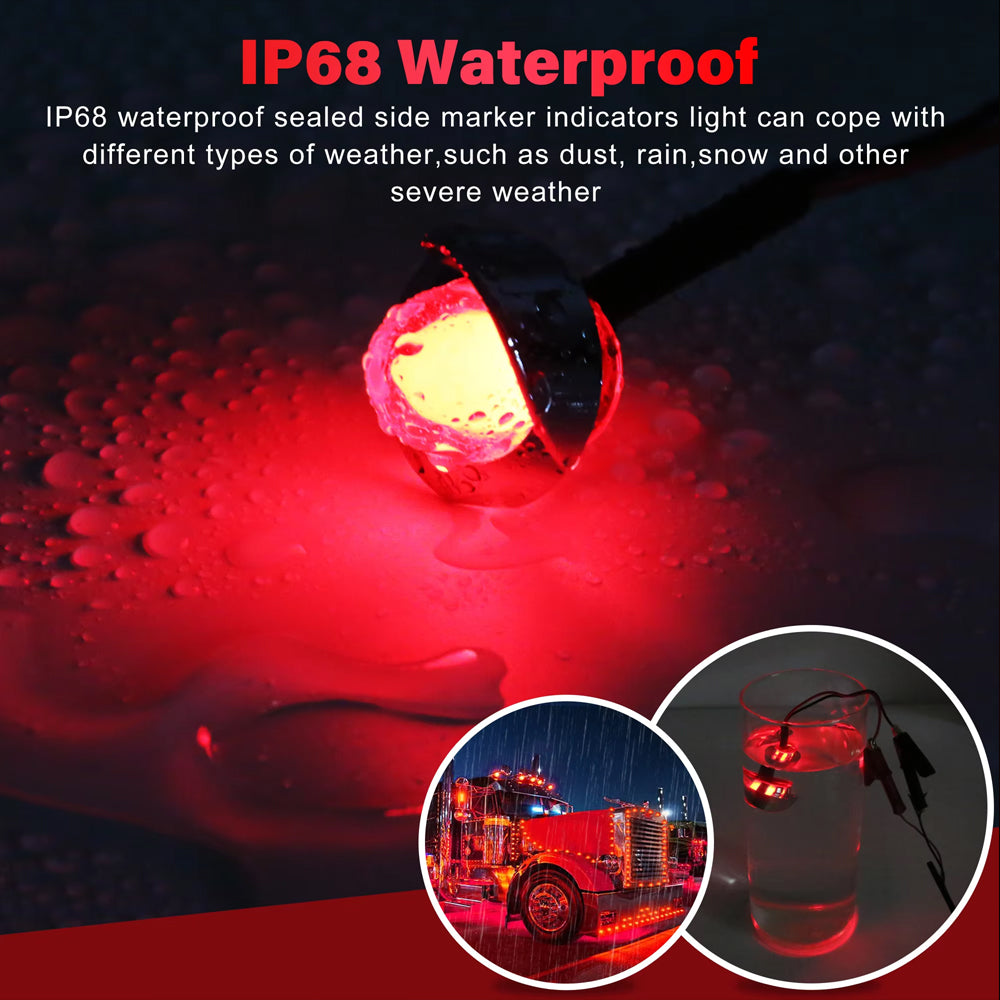 10 x Red Round LED Rear Marker Lamps 1.9CM 12V-24V LED Rear Marker Lights