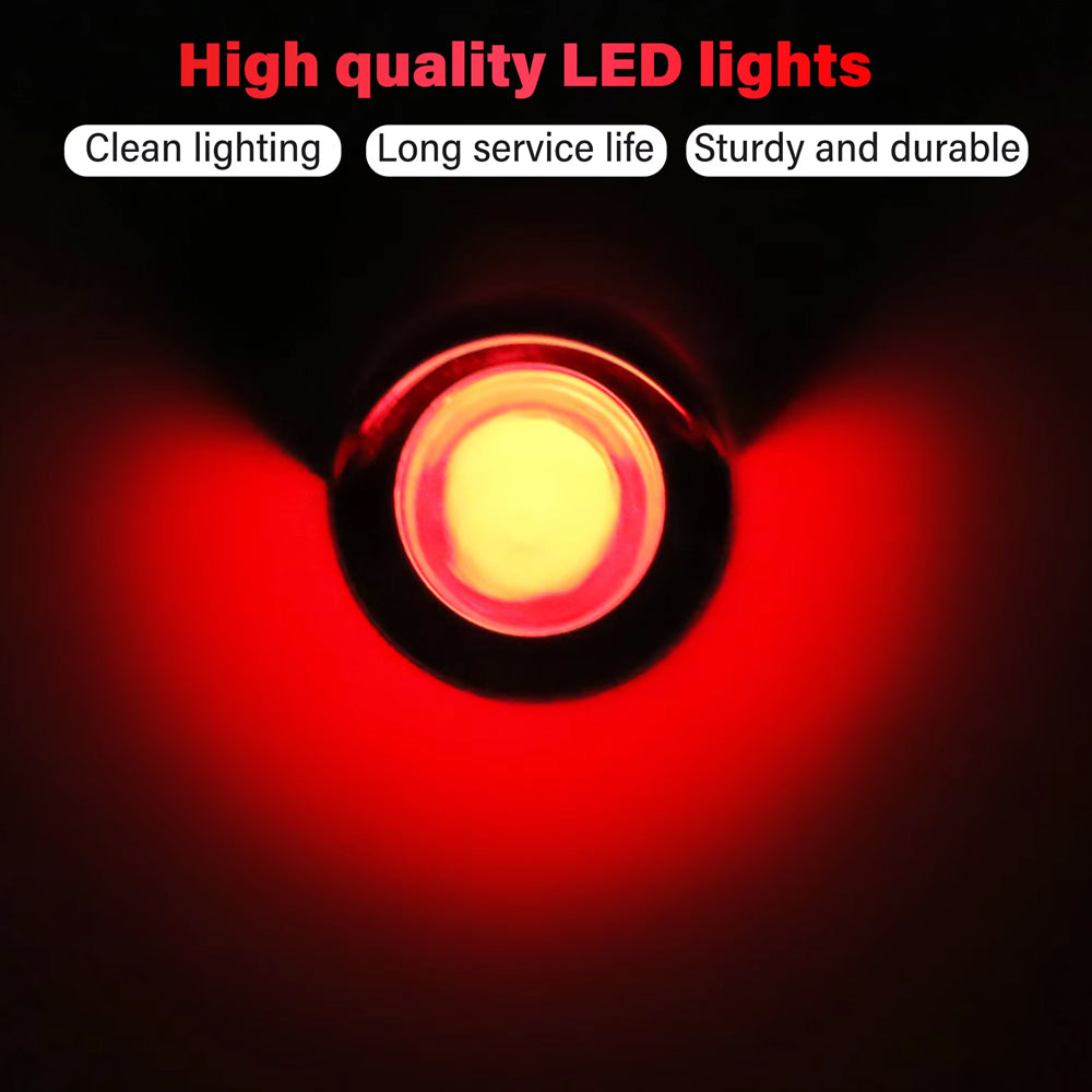 10 x Red Round LED Rear Marker Lamps 1.9CM 12V-24V LED Rear Marker Lights
