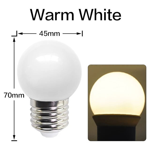 50 x Warm White 24v E27 1W LED Bubble Globe Frosted White ideal for sign (50pcs)
