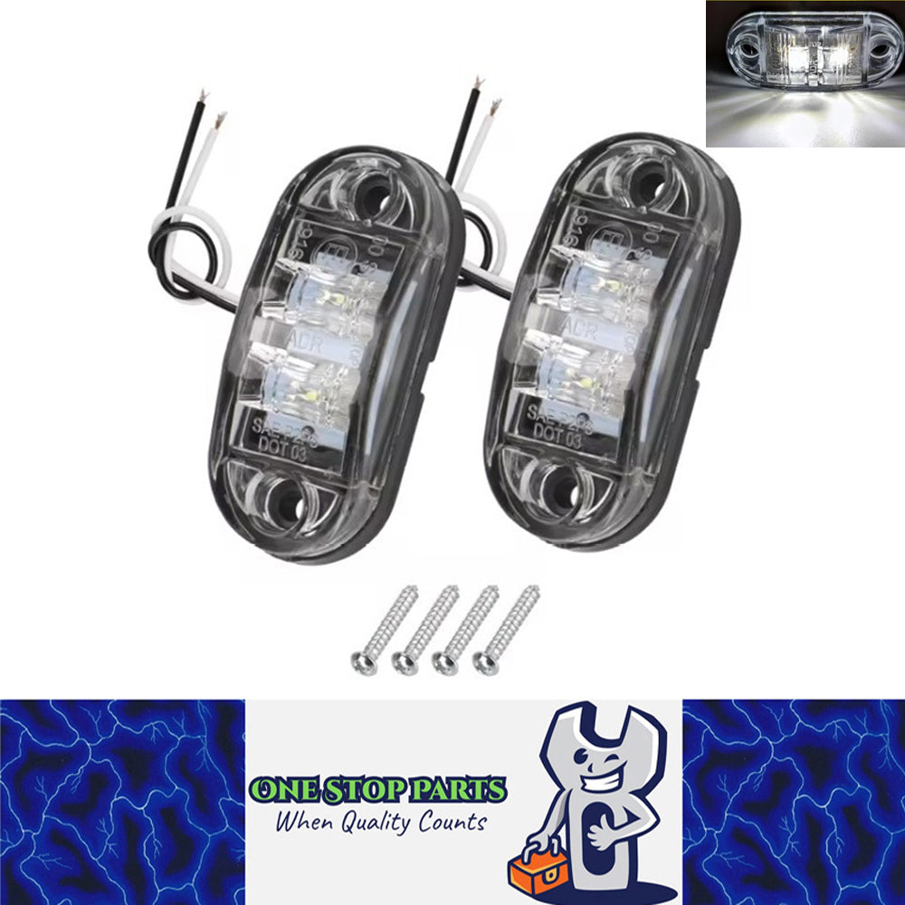 2 x White Front Marker Lamps ADR Compliant E Mark 12v/24v Multivolt (2pcs)