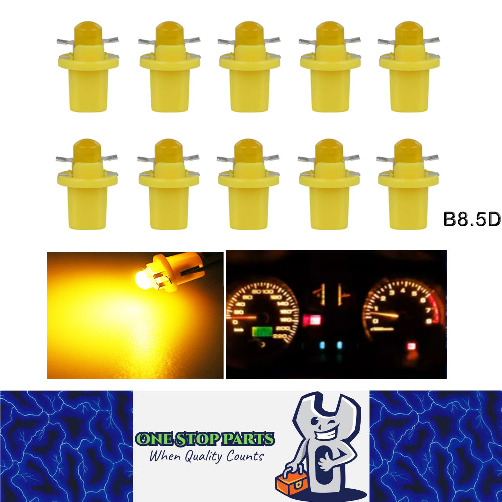 10 x Yellow T5 Cap B8.5D COB LED Instrument Light Twist and Lock LED Dash Light