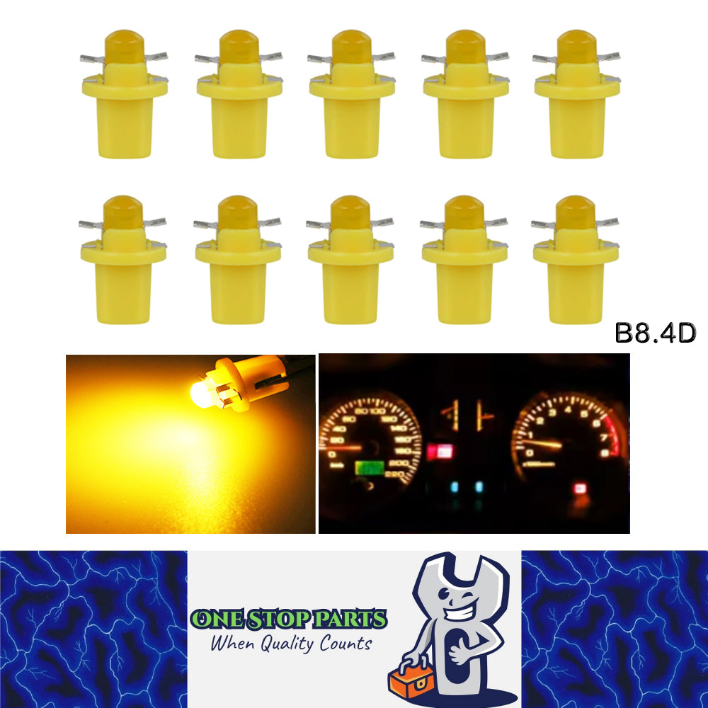 10 x Yellow T5 Cap B8.4D COB LED Instrument Light Twist and Lock LED Dash Light