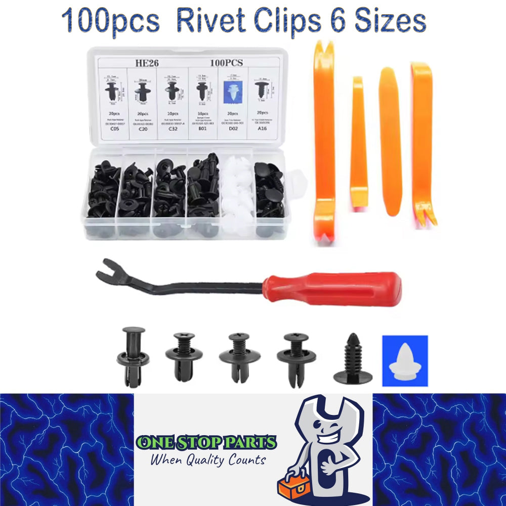 100 x Car Bumper Retainer Clip Trim Panel Push Fastener Rivet Clip with Removal