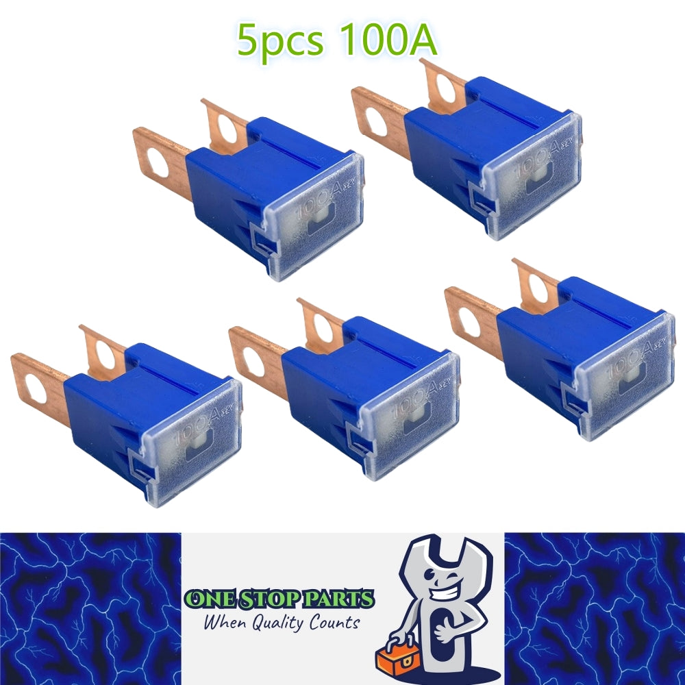 5 x 100Amp Blue Large Male Slow Blow Fuse Block 15mmx22mm x 43mm High 100A Fuse
