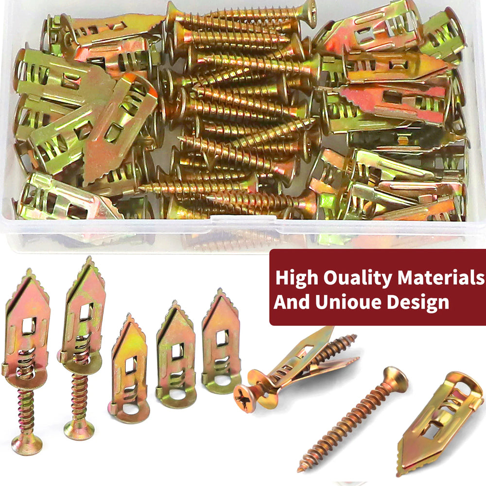 100pcs Self Drilling Drywall Anchors with Screws Expansion Nail Self-Tappe Screw