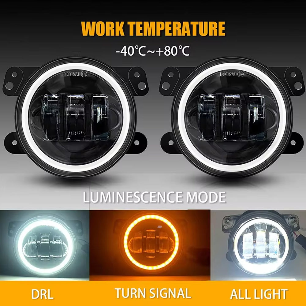 2pcs 101mm Round Led Fog Lights White Amber Headlight for Ford Focus MK2 MK3 MK7
