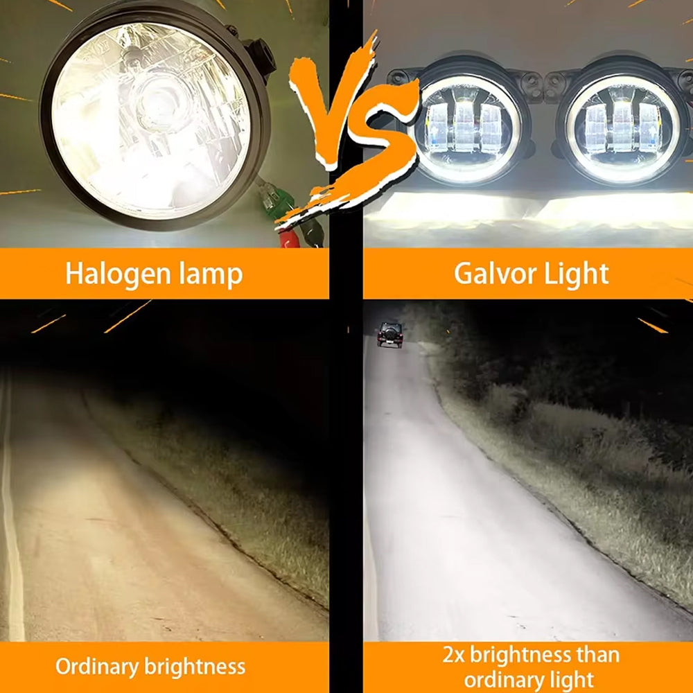 2pcs 101mm Round Led Fog Lights White Amber Headlight for Ford Focus MK2 MK3 MK7
