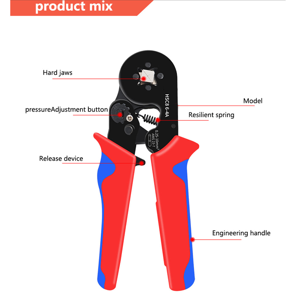 Ferrule Crimping Tool Kit Hexagonal Ratchet Jaw Wire Plier and 1200 Terminals