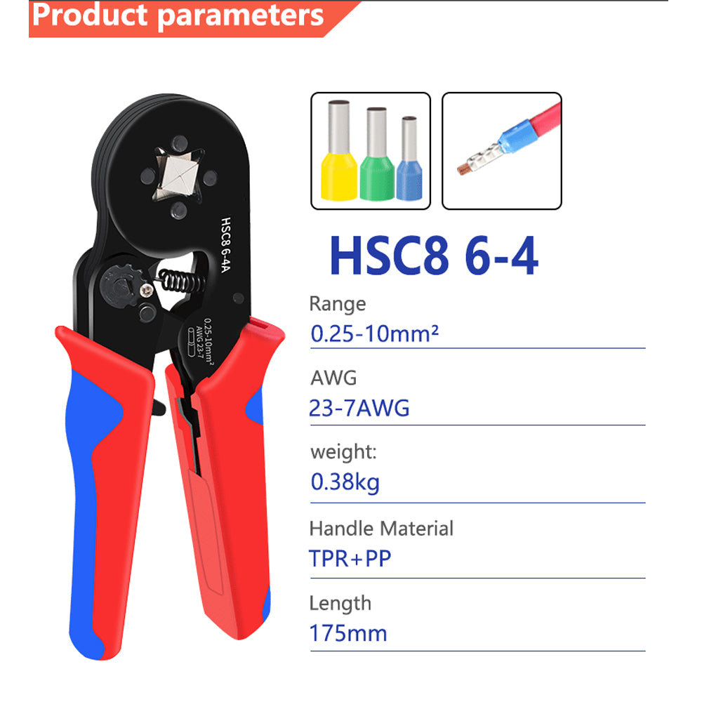 Ferrule Crimping Tool Kit Hexagonal Ratchet Jaw Wire Plier and 1200 Terminals