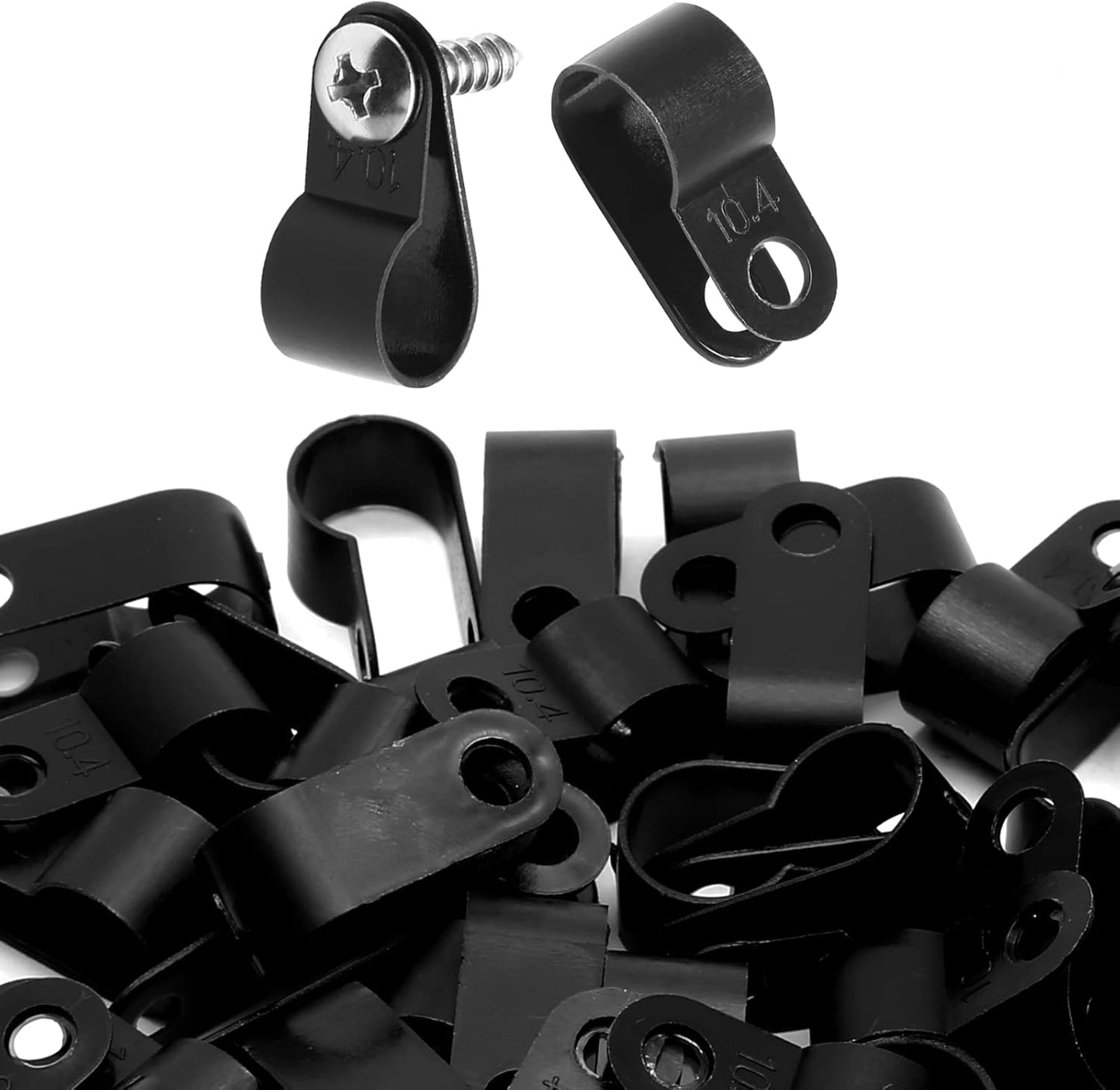 100 X Black 10.4mm P Clamps Cable saddle clips R-Type Nylon Plastic Clamps 100pc