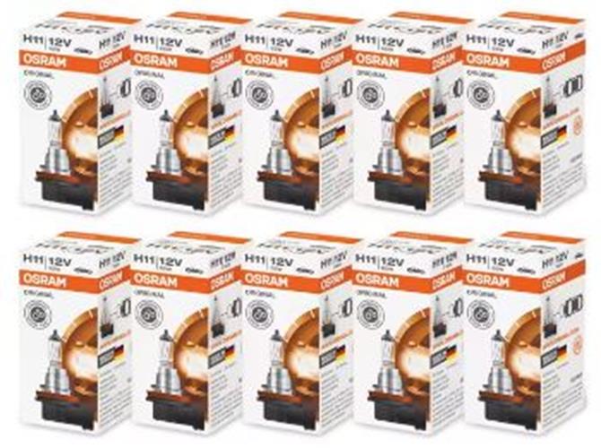 10 x Osram 12v H11 55w Halogen Clear Globes 3200k original 64211 (10pcs)