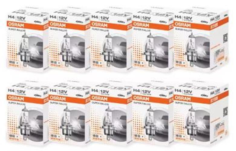 10 x Osram 12v H4 90/100w Super Rallye Hi/Low P43t HB2 9003 Globes 62204 (10pcs)