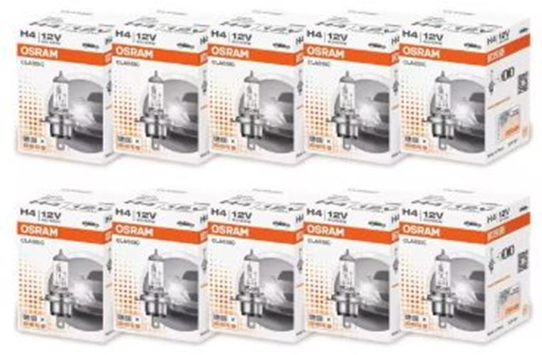 10 x Osram 12v H4 60/55w Standard Hi/Low P43t HB2 9003 Clear Globes 64193 (10pcs