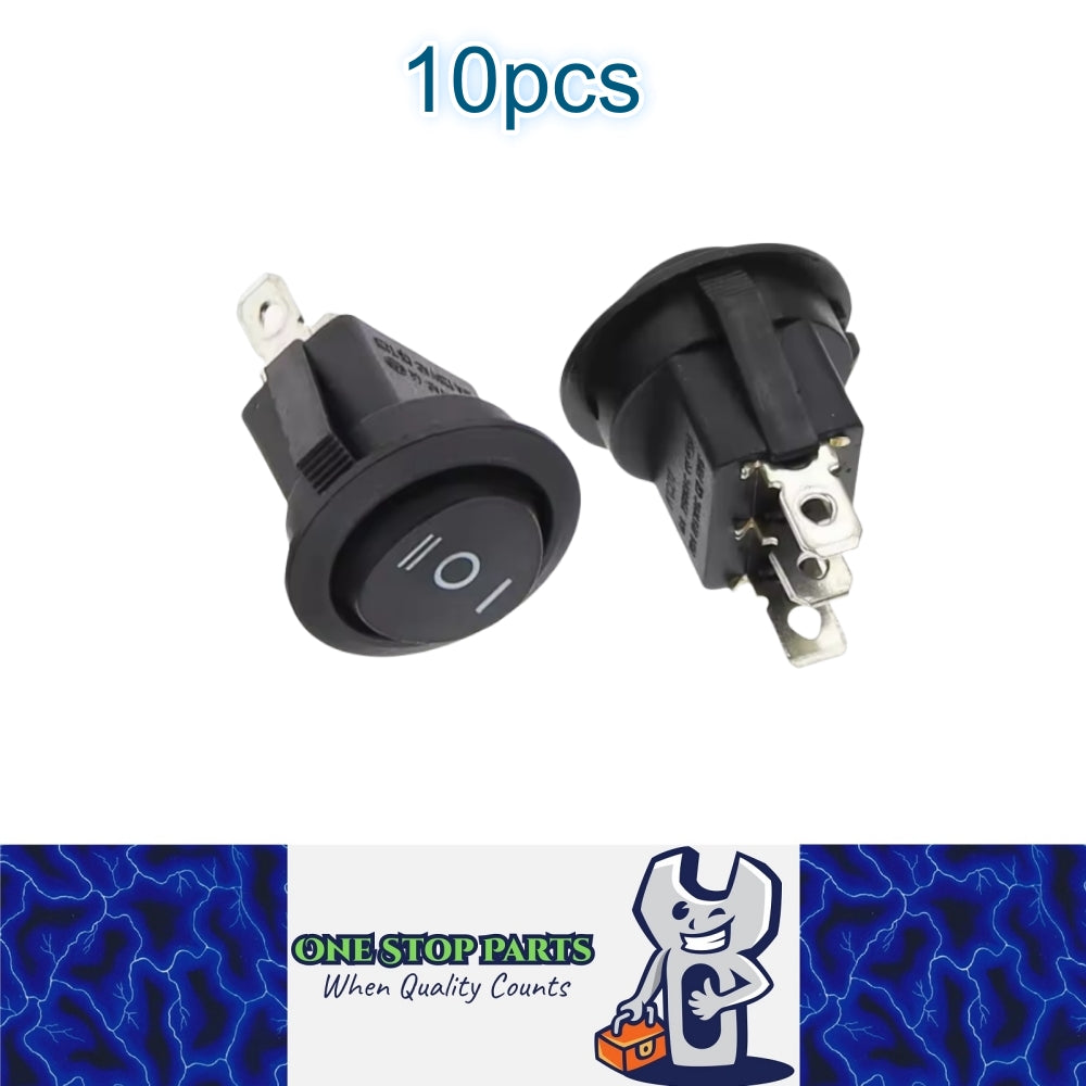 10 x Round Rocker Switch Car Boat Dashboard 3 Pin ON-OFF-ON Power Switch Black
