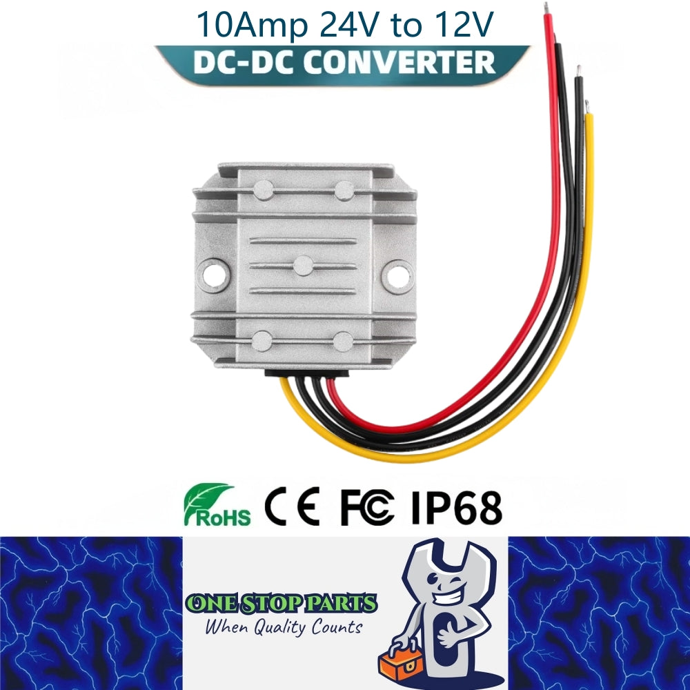 10Amp Heavy Duty Waterproof (18-36v) 24v - 12v Reducer Stepdown 24v to 12v 10A