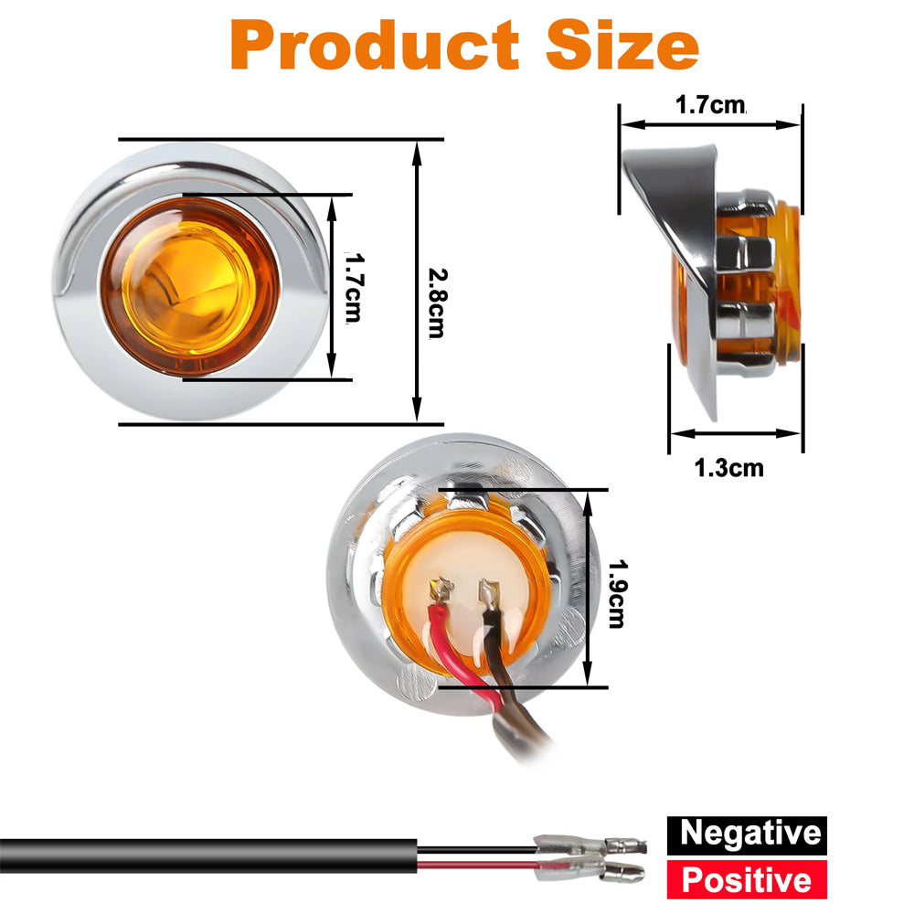 10 x Purple Round LED Side Marker Lamps 1.9CM 12V-24V LED Indicator Lights