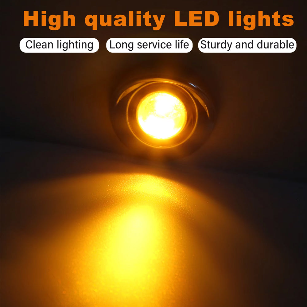 10 x Amber Round LED Side Marker Lamps 1.9CM 12V-24V LED Side Marker Lamps