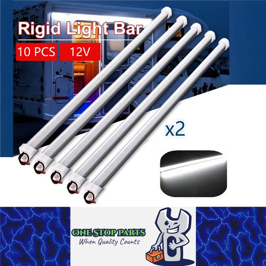 10 x 12v 30cm Cool White Aluminium Body LED Strip with Frosted Lens end mount