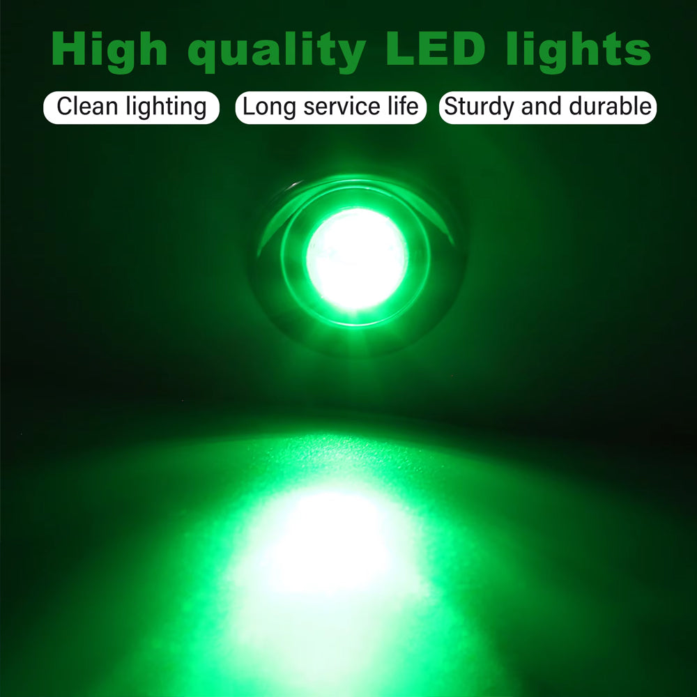 10 x Green Round LED Side Marker Lamps 1.9CM 12V-24V LED Marker Signal Lights