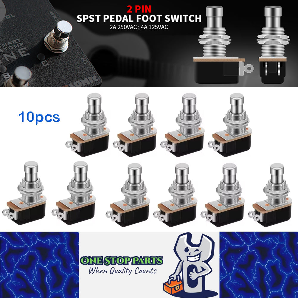 10pcs Guitar Effect Pedal Soft Touch Foot Switch SPST 2 Pin Stomp Push Button