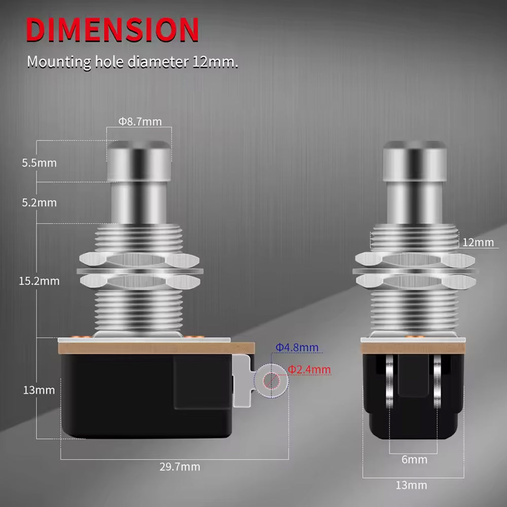 10pcs Guitar Effect Pedal Soft Touch Foot Switch SPST 2 Pin Stomp Push Button