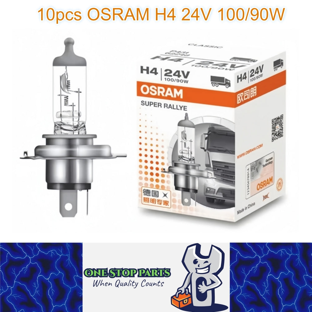10 x OSRAM 24V H4 100/90W Halogen Globes Hi/Low 3200K HB2 9003 Truck Headlight