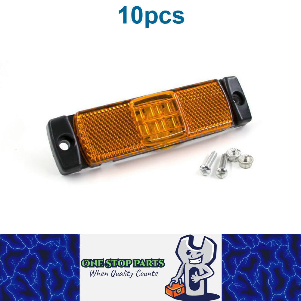 10 x Screw on Amber / Yellow Reflector with 12V/24V 4 LEDs Side Marker Lights